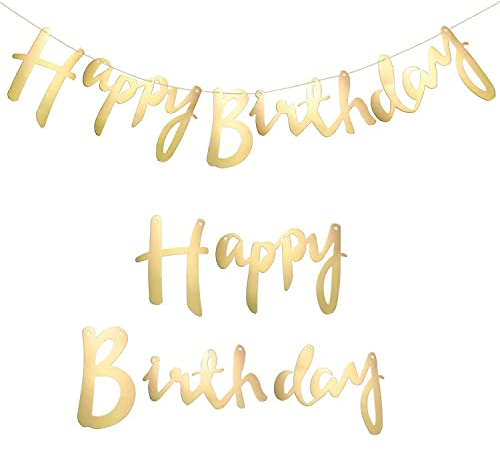 5M Happy Birthday Banner in Silber metallic, Glitter Happy Birthday Schriftzug Girlande zum Aufhängen, Geburtstagsdekoration für Erwachsene und Kinder - Mädchen und Jungen (Silber)