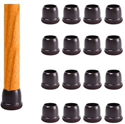 16 Stück Stuhlbeinkappen, Aufgerüstet Stuhlbeinschoner, Dunkelbraun Verdicktes Silikon Schutzkappen Für Stuhlbeine, mit Filzpolstern für Hartholzböden, Fliesen und Laminatboden (Rund, Fit: 25-37mm)