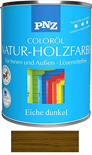 PNZ Natur-Holzfarbe Coloröl Holzschutz von Gartenwelt Riegelsberger Holzlasur UV-Schutz Premiumklasse Eiche dunkel 0,75 Liter