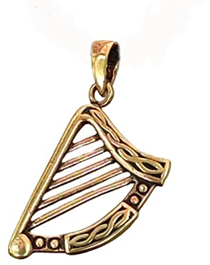 Kiss of Leather Pendentif harpe celtique en bronze, Br. 177, Bronze