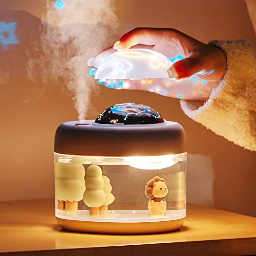 Umidificatori a nebbia fredda per neonati 500 ml per camera da letto, umidificatore piccolo e silenzioso per la casa con luce notturna Proiettore di stelle