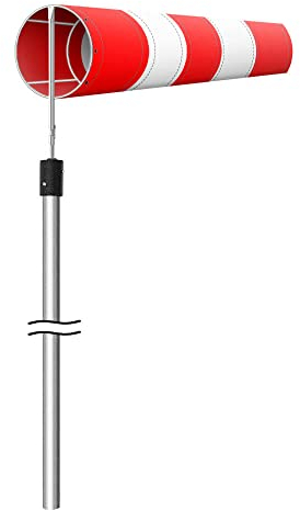 TMS PRO SHOP Windsack Komplett-Set, rot/weiß, Ø 30 cm, 4-teilig, zum Einbetonieren, Höhe: 3 m, Art.-Nr. 609569 | Windsocke