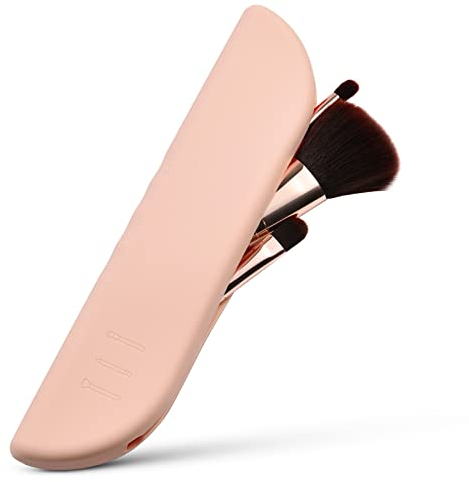 URAQT Reise Makeup Pinselhalter, Silikon Kosmetik Pinselhalter, Portable Reise Make Up Pinsel Tasche, Makeup Pinsel Organizer Aufbewahrung Box Schminktasche