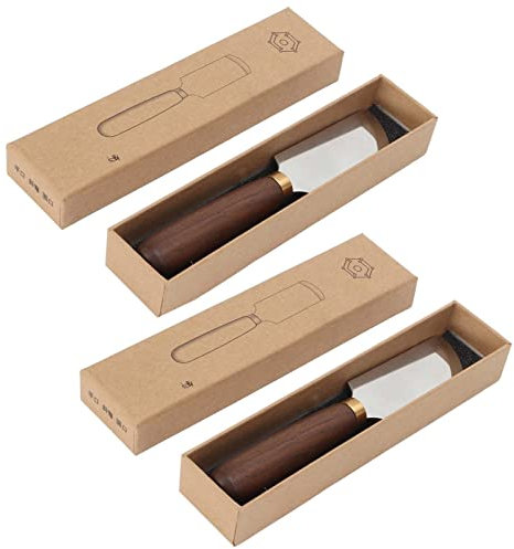 HOHXFYP 2 Cuchillos de Corte de Cuero,Cuchillo de Biselado de Cuero Port¨¢til con Mango de Nogal,Cuchillo de Borde de Cuero Incisivo de Acero Inoxidable Duradero para Manualidades de Cuero