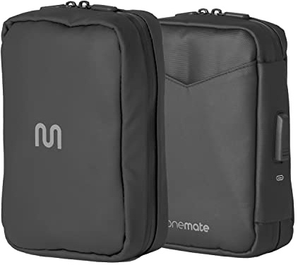 onemate wasserdichte Kabeltasche für Akkus, Kabel, Netzteile etc. – Kabeltasche Organizer für Elektronikartikel aus recyceltem Material – Hochwertiger tech Organizer in schwarz - 22x16x6cm