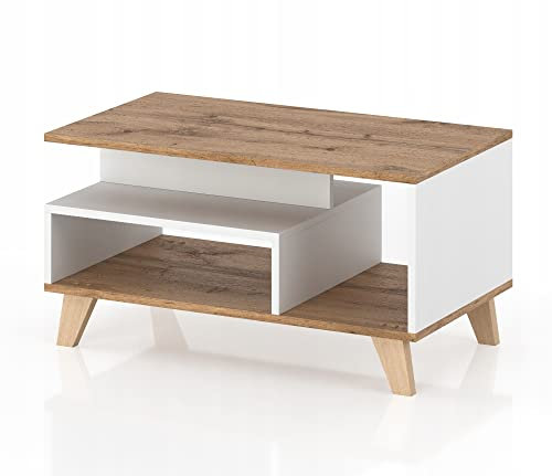 VBChome Kaffeetisch 90 x 45 x 57 cm Weiß Couchtisch Wohnzimmertisch Teetisch Beistelltisch Sofatisch Modern Wohnzimmer Büro
