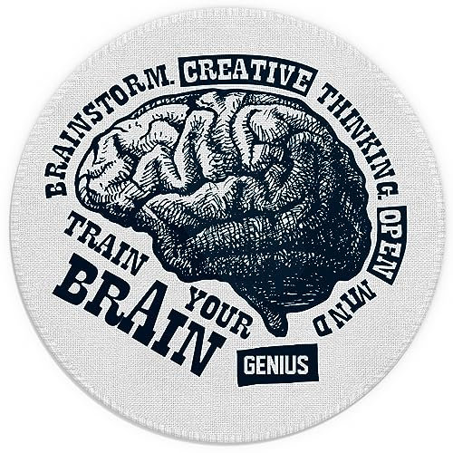 Mauspad, Brainstorming, kreatives Denken, offener Geist, trainieren Sie Ihr Gehirn, lustiges rundes Mauspad, kleines, rutschfestes Gummi-Gaming-Pad, Büro, Wohnheim, Computer, Laptop, 20 x 20 cm,