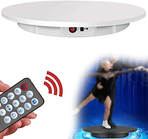 BOBOBH Giradischi Elettrico Professionale Supporto Rotante Motorizzato, 60cm Telecomando a 360 Gradi Giradischi Motorizzato Direzione della velocità Regolabile per Fotografia Carico 150 kg,White