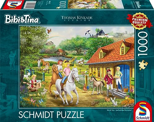 Schmidt Spiele 58425 Thomas Kinkade, Kiddinx, Bibi & Tina, Spaß auf dem Martinshof, 1000 Teile Puzzle