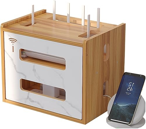 Qunine Multimedia-Aufbewahrung, Set-Top-Box, WiFi-Router, Aufbewahrungsbox, Steckdosen-Abschirmbox, PVC-Platten, Router-Aufbewahrungsregal, TV-Schrank, DV-Dekor-Regal, A