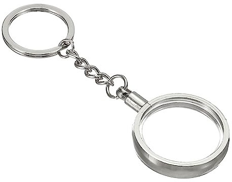 PATIKIL AA Monedero Soporte Llavero, 30mm Redondo Medallón Porta Metal Llavero Anillo con Protectora Cubierta para Monedas AA Medallón, Plata