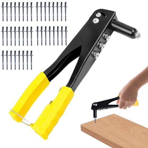 Tsuchiya Remachadora para metal | Remachadora de una sola mano para uso pesado - Juego de 40 tuercas de remache, herramienta de extracción de remaches pop, manual para metal, cuero