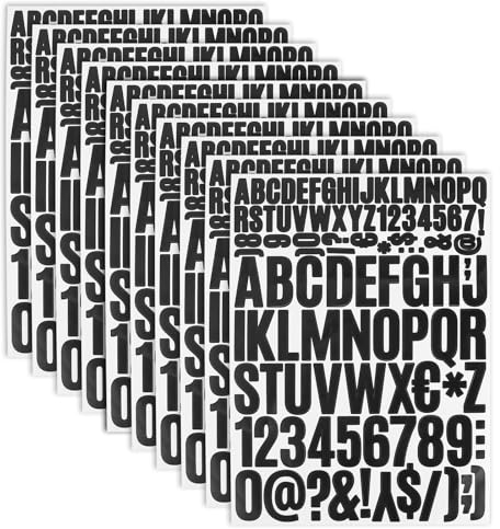 10 Blätter Buchstaben Aufkleber, 2,5cm 5cm Selbstklebende Buchstaben, Aufkleber Buchstaben Vinyl Wasserfeste für Kunsthandwerk, Briefkästen, Basteln im Freien Schilder Poster
