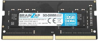 BRAINZAP Memoria RAM da 32 GB DDR4 SO-DIMM PC4-2133P-SA0-11 1Rx8 2133 MHz 1.2 V CL15 Notebook Laptop Unbuffered Non-ECC