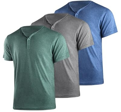 Liloak Henley T Shirt Mens 3 Pack,4 Pack Short Sleeve Henley Shirt,3 Button Tee Shirts Multipack
