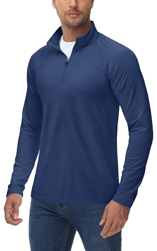 TACVASEN Langarmshirt Herren Sport 1/4 Zip Laufen Funktionsshirt Langarm Basic Shirts Ski Sportshirts (XL, Navy)