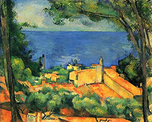 Peinture à l'huile faite à la main €50-€2000 par des professeurs - 30 peintures célèbres de paysages - Estaque aux toits rouges Paul Cézanne - Paysage impressionniste - Peinture murale sur toile -1