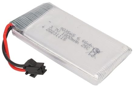 3.7V 1800mAh Lithium Battery for JJRC A6 H68 RC Quadcopter Drone, Rechargeable with SM Black Plug, Overcharge and Short Circuit