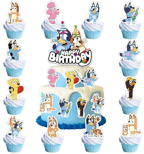 25 Stück Blau Tortendeko, Happy Birthday Tortendeko Kuchen Deko Geburtstagsdeko Geschenke Schulkind Cupcake Topper Tortendeko Geburtstag Deko für Mädchen Jungen Kinder Cake Toppers Blue 25 Pcs