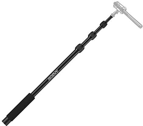 HUIOP Brazo de Micrófono Extensible de 4 Secciones - Boom Arm de Aleación de Aluminio para Micrófonos de Mano - Tornillo y Rosca de 1/4 Pulgadas con Empuñadura de Espuma