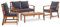 KOIECETA Garten-Lounge-Set mit Auflagen 4-TLG. Massivholz Akazie