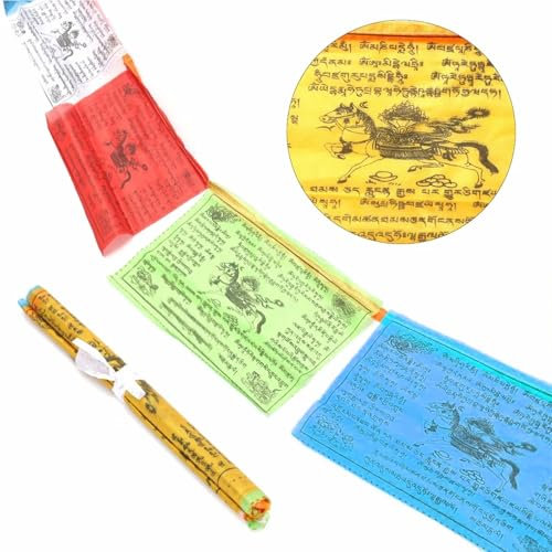 Bandiera della Preghiera,Bandierine Tibetane,Bandiere con Preghiere Tibetane,Bandiere di Preghiera Buddista Tibetana,Bandiere di preghiera buddista tibetana 20 bandiere oltre 5 m di lunghezza