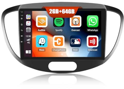 2G+64G CAMECHO Android 13 Autoradio mit Navi für Hyundai i10 (2007-2013),Doppel Din Autoradio mit Carplay Android Auto,9 Zoll Bildschirm Bluetooth RDS/FM MirrorLink+Rückfahrkamera