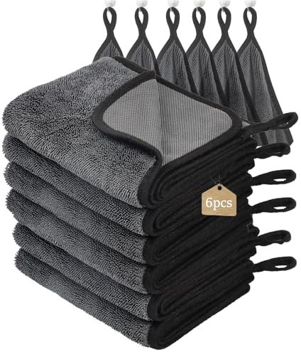 WUFANC Trockentuch Dusche 6er-Pack - Mikrofasertücher Auto Trockentuch, Fussel und Streifenfrei, Extrem Saugfähig - Microfasertücher Handtücher 40x60cm für Verschiedene Anlässe (Grau - 6 Stück)