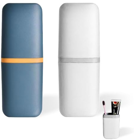 LONGRAY Zahnbürstenetui, Reise-Etui, Reise-Zahnbürstenhalter, tragbare PP-Dichtung, Zahnpasta-Aufbewahrungsbehälter für Zuhause, Schule, Camping, Geschäftsreisen, Badezimmer, 2 Stück, Schwarz ,