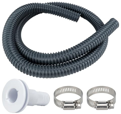 Saunke 1100gph Bilge Pump Installation Kit 12V with PVC Hose, Hose Clamps and Thru-Hull Fitting, 1-1/8 Inch