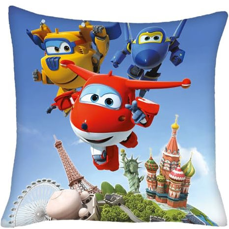 Helden | Kinder Deko-Kissen 40 x 40 cm | Super Wings | Wende-Motiv