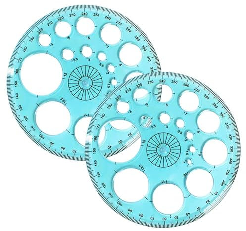 Règle Ronde Géométrique 2 Pièces, Modèle De Dessin Rond, Rapporteur 360°, Règle De Pochoir Ronde, Règle De Dessin Multifonctionnelle, Règle De Mesure De Peinture