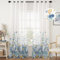 Woaboy Gardinen Navy Blau Voile Blumenmuster Vorhänge mit Ösen Wohnzimmer Transparente Ösenschal Sheer Voile Curtains für Schlafzimmer 2er Set 140x245cm(BxH)