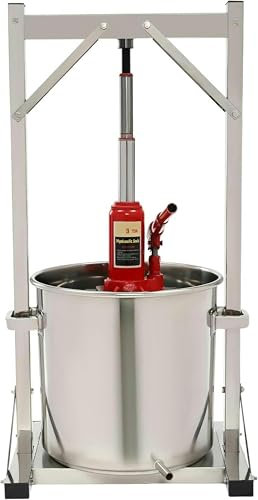 LYJYUJIE 22L/5.8Gal Frucht Wein Presse Maschine, Edelstahl Käse Kräuter Obst Wein Presser Manuelle Saft Maker Mit Hydraulischem Jack Sanitary Tablett, Gemüse Honig Olivenöl Herstellung Presse~/