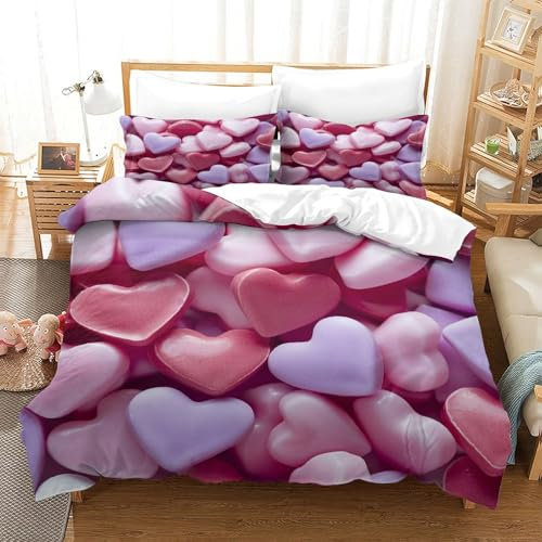GZCVBDYUY Süßigkeiten Bettbezug Set Bettwäsche Set Kinderbettwäsche-Set Reißverschluss Mit Kissenbezug Betten Set Für Jugendliche Kinder Schlafzimmer Single(140x200cm)