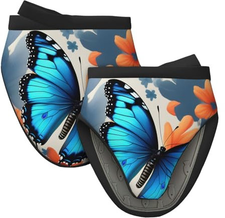 Guanti da forno Qulable con farfalla blu, in silicone, resistenti al calore, per barbecue, cucina