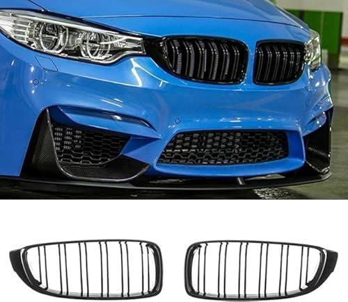 KAZONS Auto Kühlergrill für BMW 4er F36, Grill Schwarz Glänzend Doppel-Lamellen Grill Front Doppel Rippen Grill Kühlergrill Links Rech
