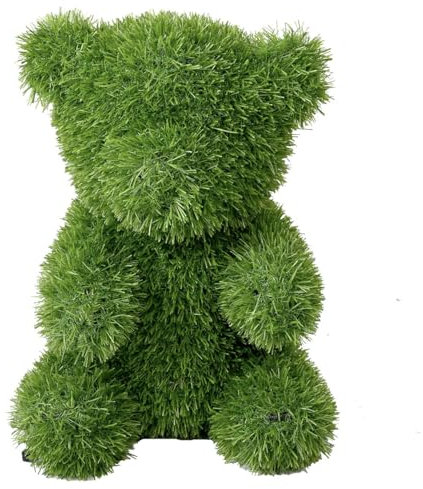 Jeamis Innovative Kunstwerk Figuren aus Kunstrasen Hase Bär Hund Tier Garten Dekoration Gras Deko (Teddybär, 35 cm)