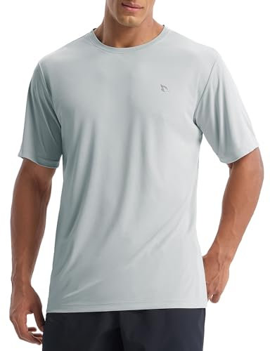 baleaf UV Shirt Herren Sport T Shirt Schwimmshirt Wasser UPF 50+ Sportshirt Trainingsshirt Fitness Shirt Funktionsshirt Schnelltrocknend Gym Grau XXL