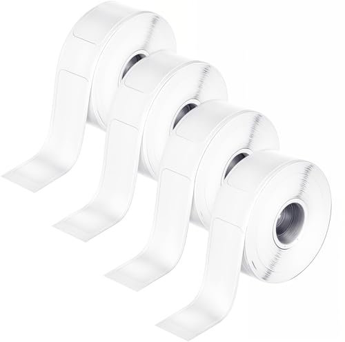 Oruola 4 Rollen Thermo Etiketten Klein,40mm x 12mm Thermo Label Etiketten,Thermodruckeretiketten,Thermal Label Roll,Weiß Selbstklebende Thermoetiketten L11/L12/911/P15/D30 für Schule,Zuhause,Büro