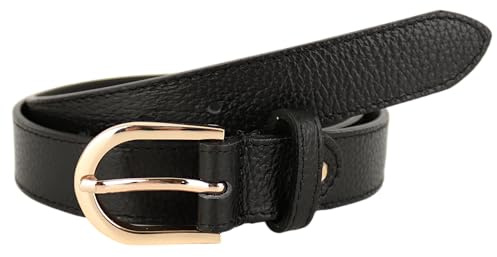 MIRROSI Ledergürtel Damen Herren Gürtel, Made in Italy, 3cm breit (Schwarz (Goldene Schnalle), 95cm)