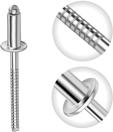 Gabex Rivetti ciechi a testa piatta in acciaio inox A2, dimensioni 3,0-6,4 mm, diametro mandrino scanalato (6,0 x 15 mm, 250 pezzi)