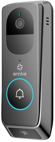 ANNKE Video-Türklingel, 2K Dual Türklingel mit Kamera, 190° Ultraweitwinkel | Personen-/Paketerkennung, Nachtsicht, 2-Wege-Audio, 2,4GHz WLAN, Kompatibel mit Alexa, Inklusive Indoor-Klingel
