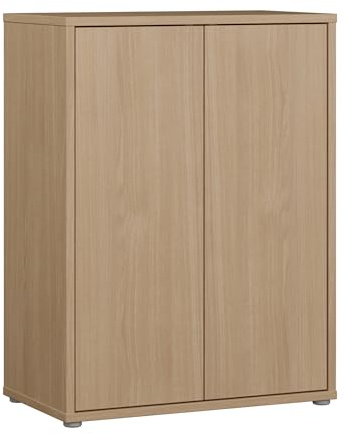 Forte Alice Springs Kommodenschrank 70 80, modern-minimalistisch, 2-türig, Wohn-/Schlafzimmer, Holzwerkstoff, Elegancia Eiche Holzdekor, 74,5 cm breit x 99,1 cm hoch x 41,5 cm tief