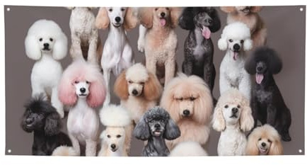 Oodles of Poodles bedrucktes Hängebanner für Halloween, Weihnachtsfeier, 90 x 180 cm, Fotografie-Hintergrund, Girlande, Wandteppich für Geburtstag, Outdoor-Event-Dekoration