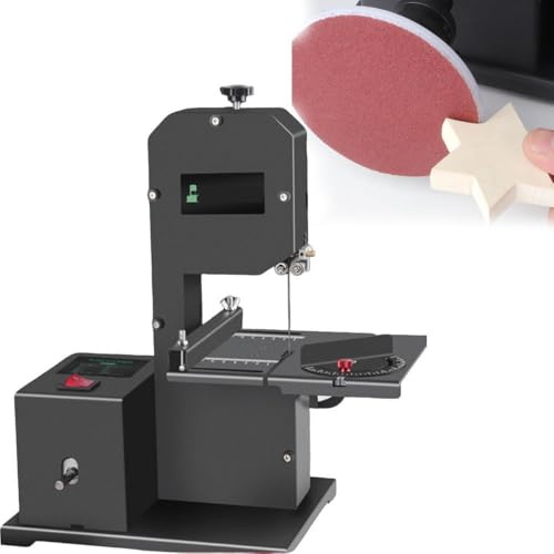 ShaiVrissian Sega a Nastro Verticale per Legno per Uso Domestico,Macchina da Taglio Multifunzionale,Altezza 70mm,1750 RPM,Tavolo Inclinabile,Ideale per Hobbisti E Artigiani