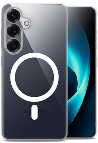 ONEFLOW Nova Case für Samsung Galaxy S25 Hülle mit Kameraschutz Transparent, kompatibel mit MagSafe, Handyhülle Durchsichtig Back Cover, Magnetring für induktives Laden