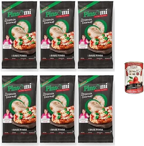 Italian Gourmet Bundle 6x Base Pinsa PinsaMi 230g (Total 1,38kg) Pinsa Romaine Prête à Garnir, Base Croustillante & Moelleuse, Cuisson Rapide au Four, Soirée Pizza Maison + Italian Gourmet Pelati