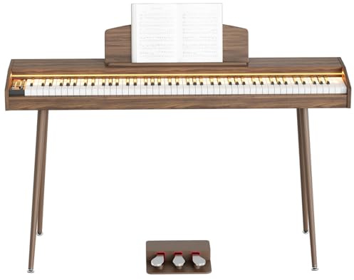 88 Key Piano Keyboard for Beginners, Full-Size Digital Piano with 3-Pedal Unit, Built-In Speakers & USB/MIDI Connecting, Portable Electric Piano for Kids & Adults (88 Key Piano Keyboard Chocolate)