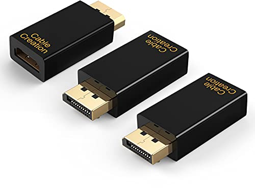 CableCreation Displayport auf HDMI Adapter, 3-Stück 1080P 4K 3D Vergoldeter DP zu HDMI Konverter, DisplayPort Stecker auf HDMI Buchse Adapter, 1.4V